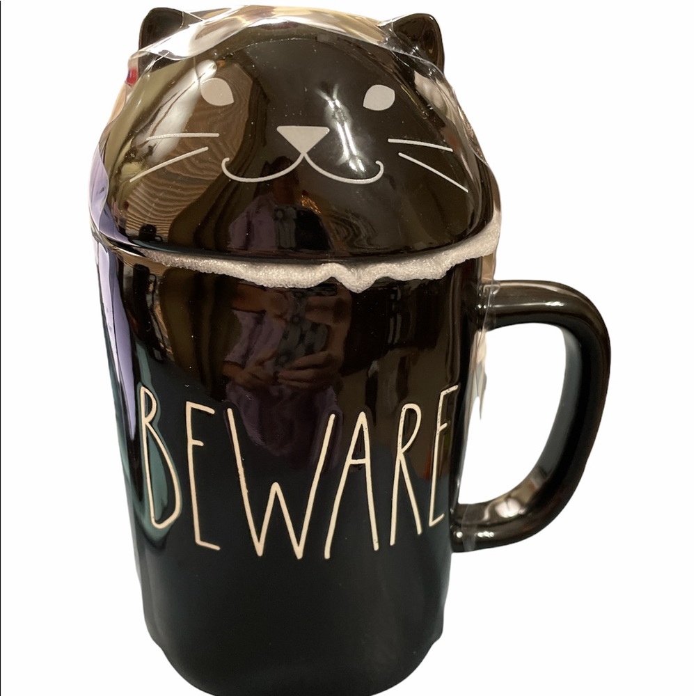 NEW Rae Dunn🐈‍⬛ BEWARE🐈‍⬛ Halloween Mug w/Lid